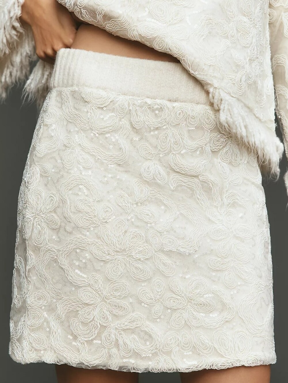 NWT MAEVE Sequin Tulle Overlay Knit Mini Skirt